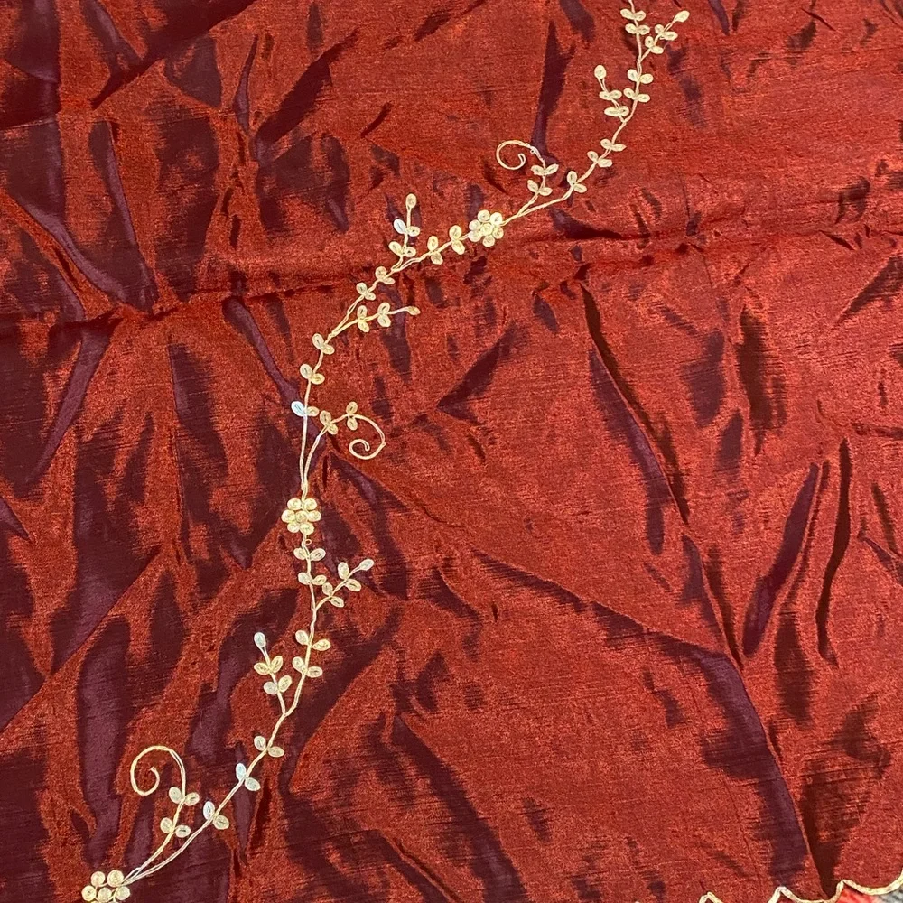 Dark red silk table runner